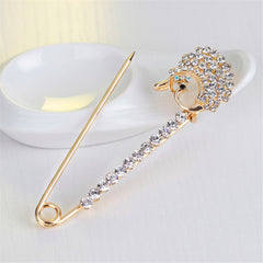 Cubic Zirconia & 18K Gold-Plated Pin Brooch