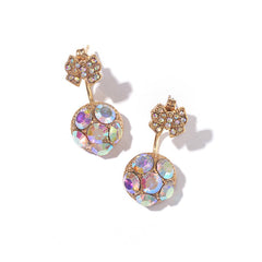 Crystal & cubic zirconia Bow-End Ball Stud Earrings - streetregion