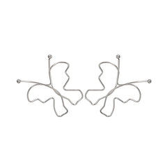 Silver-Plated Openwork Butterfly Stud Earrings