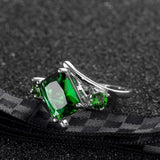 Green Cubic Zirconia & Crystal Curve Princess-Cut Ring