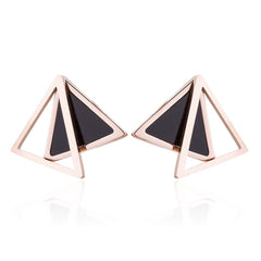 18K Rose Gold-Plated Double Triangle Stud Earrings