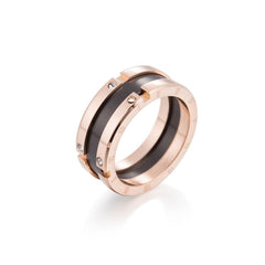 Cubic Zirconia & 18K Rose Gold-Plated Roman Numeral Band