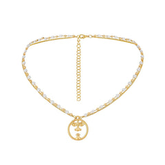 White Resin & 18K Gold-Plated Face Layered Pendant Necklace