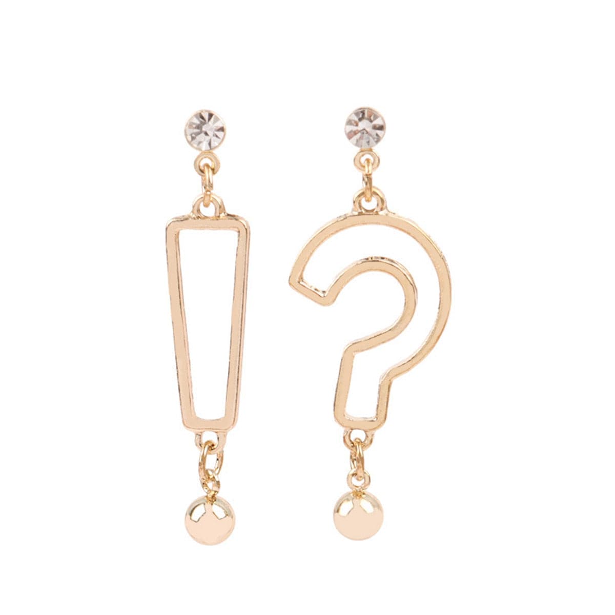 Cubic Zirconia and 18K Gold-Plated Expression Drop Earrings, gold drop earrings for women, everyday style, detail close-up
