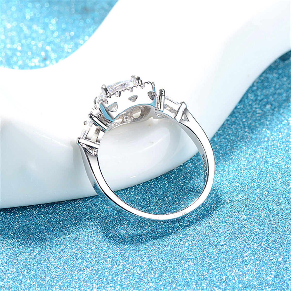Crystal & Cubic Zirconia Princess-Cut Halo Ring