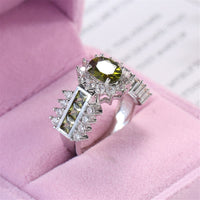 Green Crystal & Cubic Zirconia Ring
