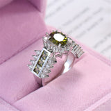 Green Crystal & Cubic Zirconia Ring