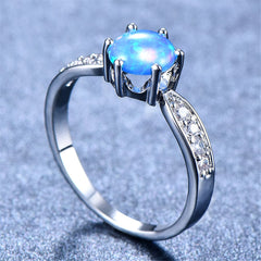 Blue Opal & Fine Silver-Plated Ring - streetregion