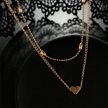 18K Gold-Plated Heart Ball Chain Layered Pendant Necklace, gold pendant necklace for women, lifestyle look