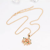 Cubic Zirconia & 18K Gold-Plated Christmas Branch Pendant Necklace