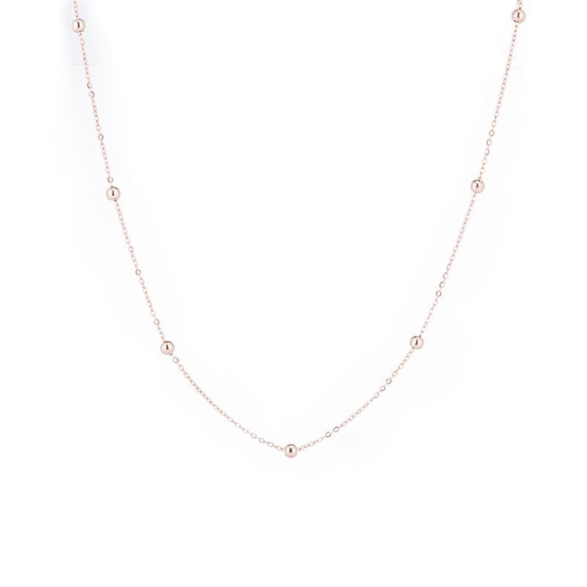 18k Rose Gold-Plated Bead Station Necklace - streetregion