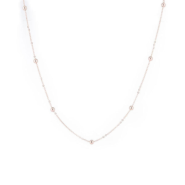 18k Rose Gold-Plated Bead Station Necklace - streetregion