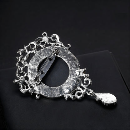 Cubic Zirconia and Crystal Rilievo Lady Brooch, brooch pin, botanical inspired, side view