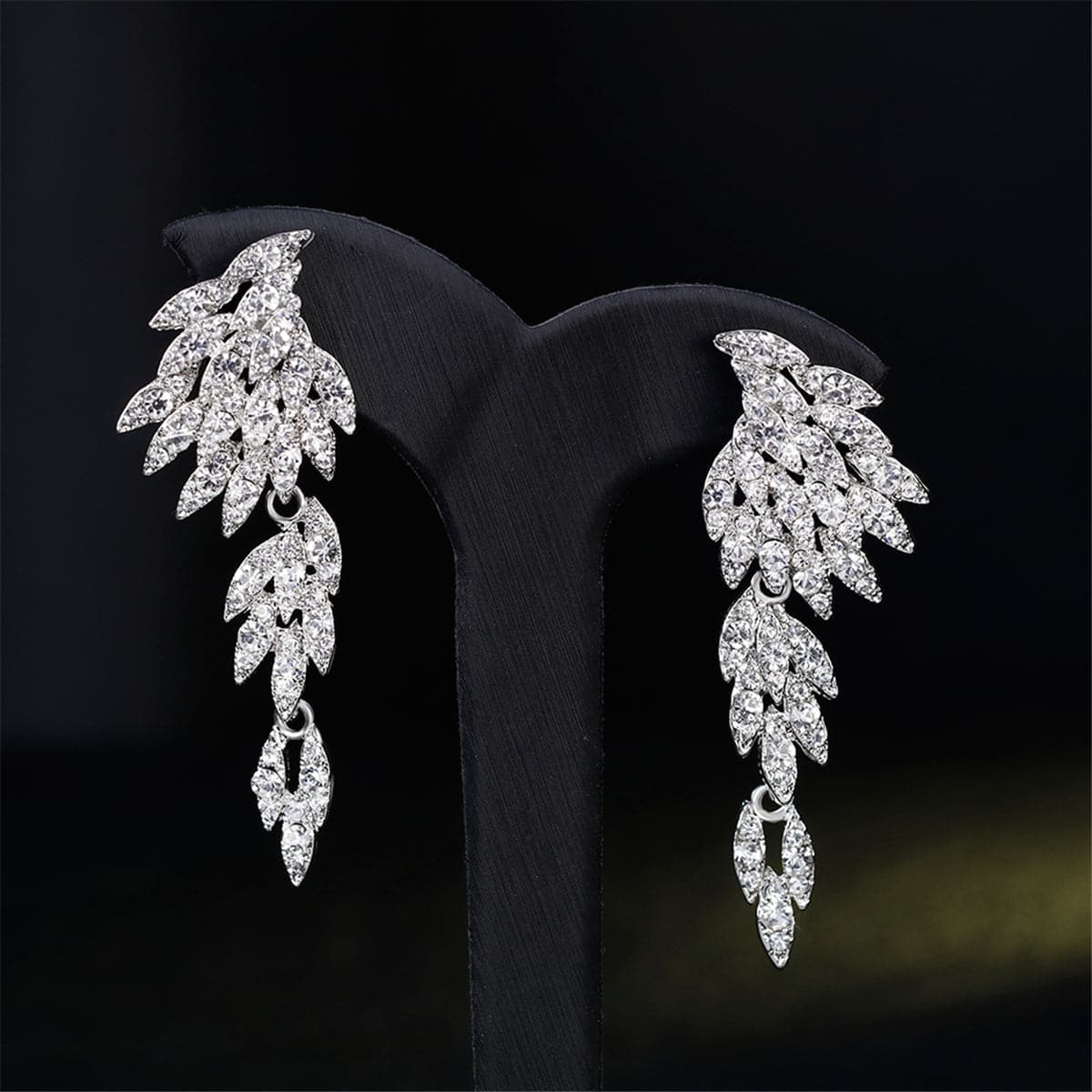 Cubic Zirconia & Silver-Plated Wings Drop Earrings