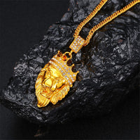 cubic zirconia & 18k Gold-Plated Lion's Head Pendant Necklace - streetregion