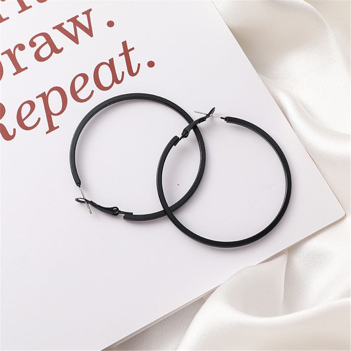 Black Hoop Earrings, dainty minimalist design, side view