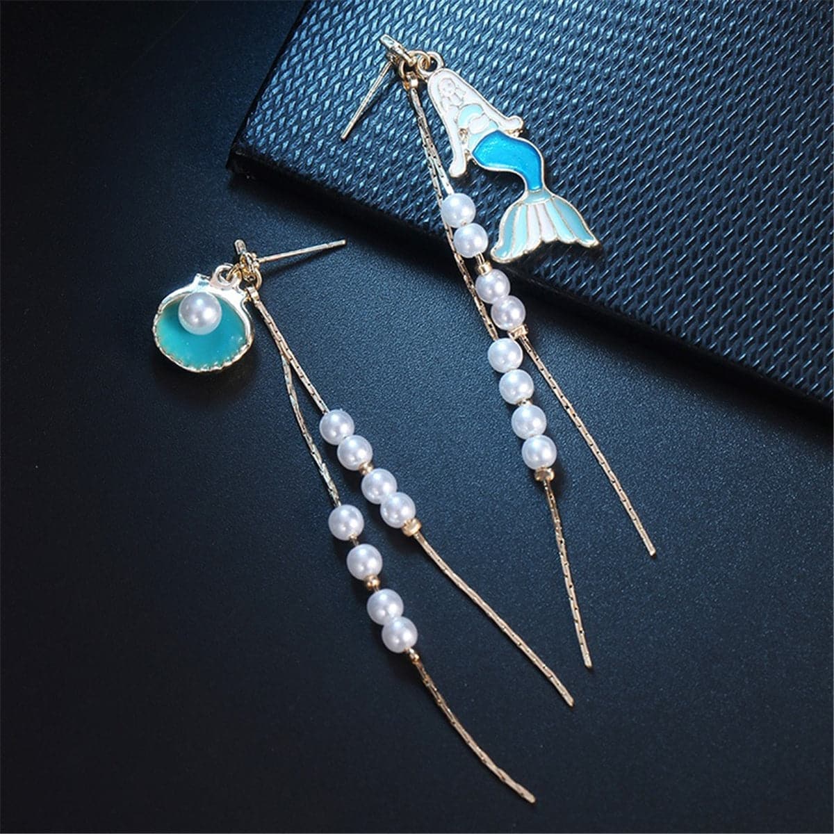 Pearl & Enamel 18K Gold-Plated Mermaid Drop Earrings