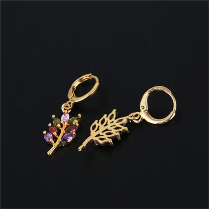 Multicolor Crystal and 18K Gold-Plated Salix Leaf Drop Earrings, gold drop earrings for women, lifestyle look
