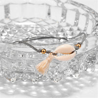Shell & 18k Gold-Plated Bead Adjustable Anklet