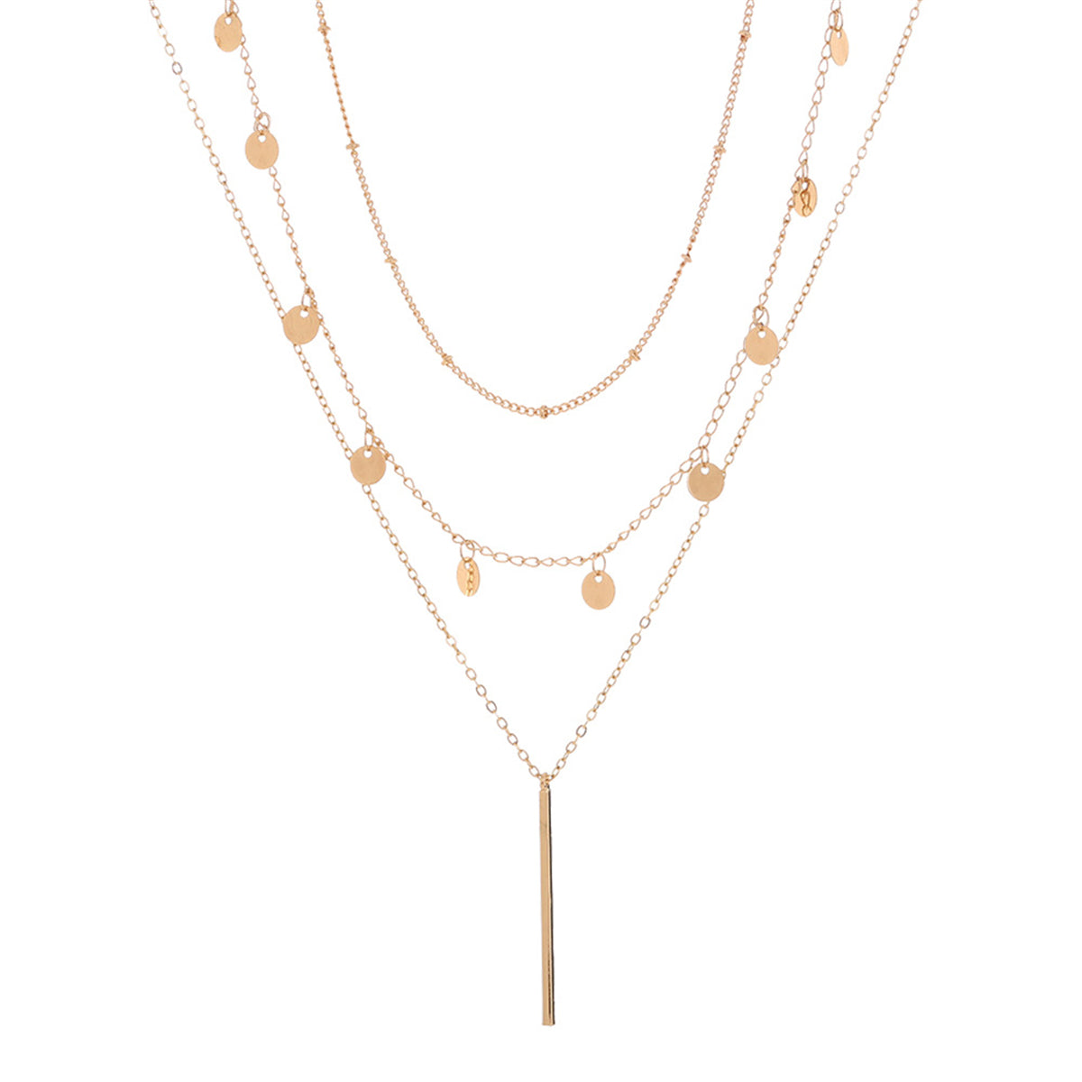 18K Gold-Plated Sequin & Bar Pendant Necklace Set