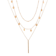 18K Gold-Plated Sequin & Bar Pendant Necklace Set