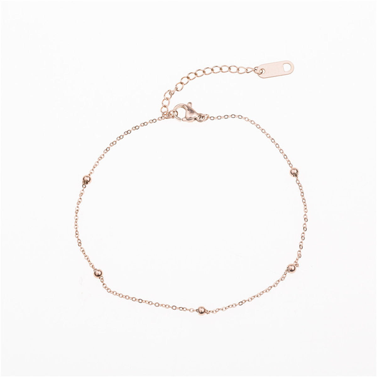 18K Rose Gold-Plated Beaded Station Anklet