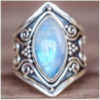 Moonstone & Silver-Plated Pear-Cut Ring