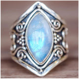 Moonstone & Silver-Plated Pear-Cut Ring