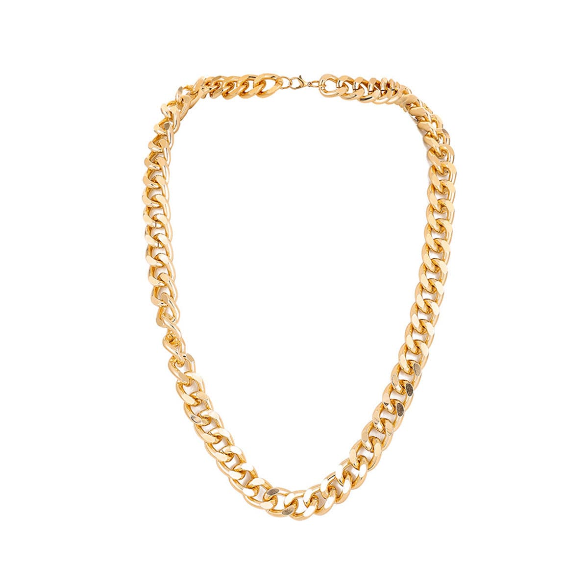 18K Gold-Plated Curb Chain Necklace, gold pendant necklace for women, vintage-inspired design, front view