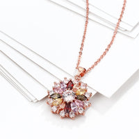Cubic Zirconia & 18k Rose Gold-Plated Burst Pendant Necklace - streetregion