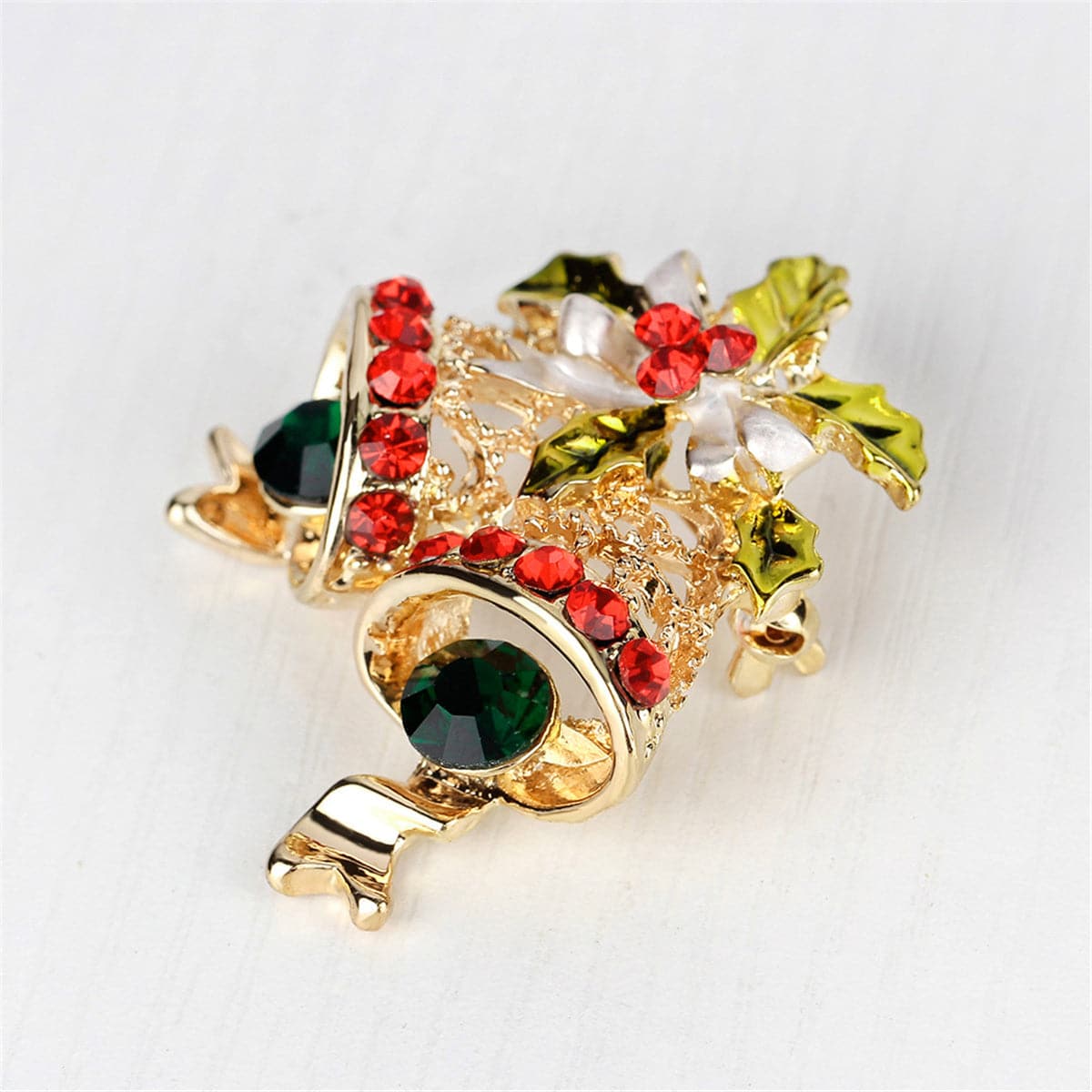 Cubic Zirconia & 18K Gold-Plated Botany Bell Brooch