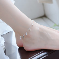 Silver-Plated Rose Bud Charm Anklet