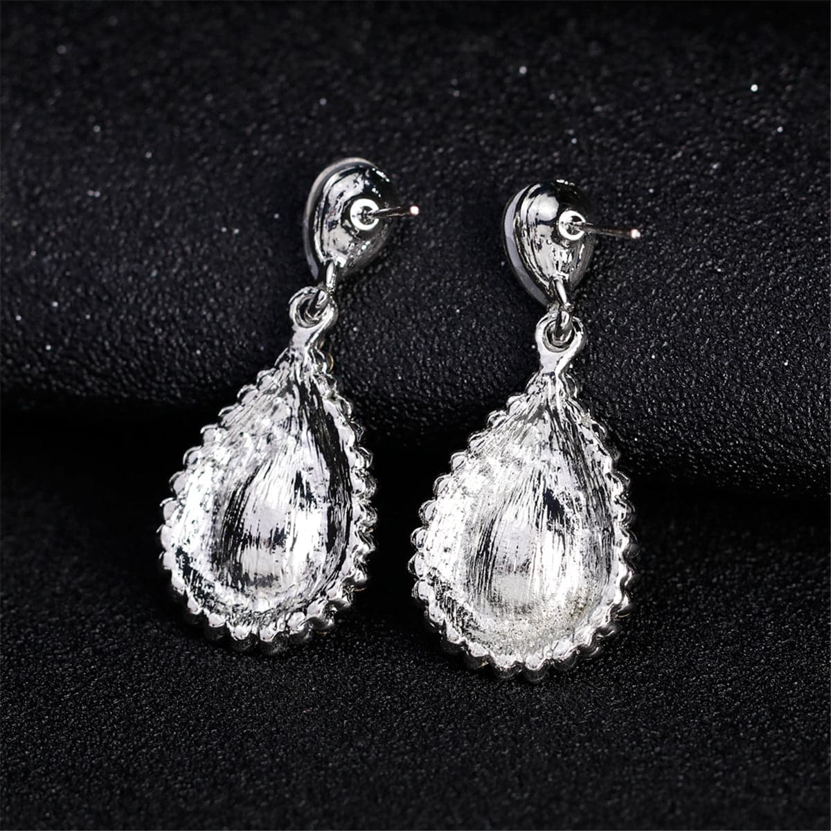 Cubic Zirconia & Crystal Halo Teardrop Earrings