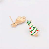 Cubic Zirconia & 18k Gold-Plated Star Christmas Tree Stud Earrings