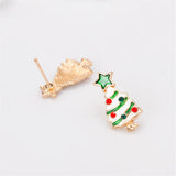 Cubic Zirconia & 18k Gold-Plated Star Christmas Tree Stud Earrings