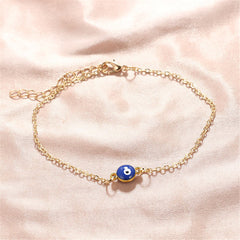 Royal Blue & 18K Gold-Plated Evil Eye Charm Anklet