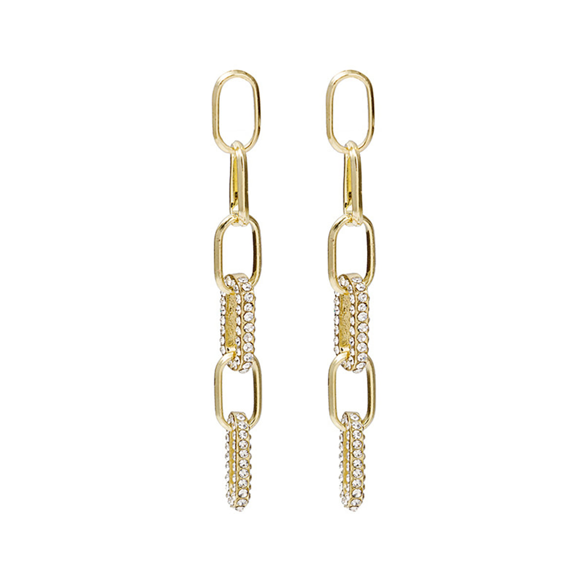 Cubic Zirconia & 18K Gold-Plated Interlocked Open Oval Drop Earrings