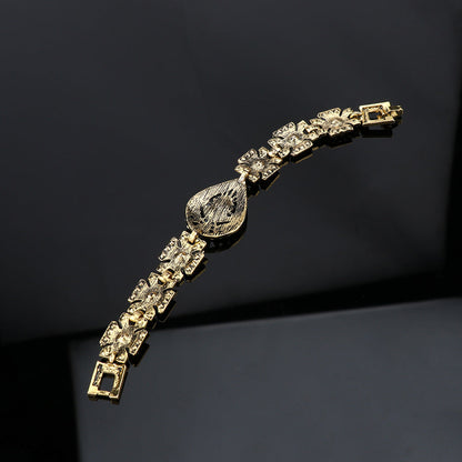 Cubic Zirconia and Resin 18K Gold-Plated Geometric Bracelet, gold bracelet for women, dainty minimalist design, side view