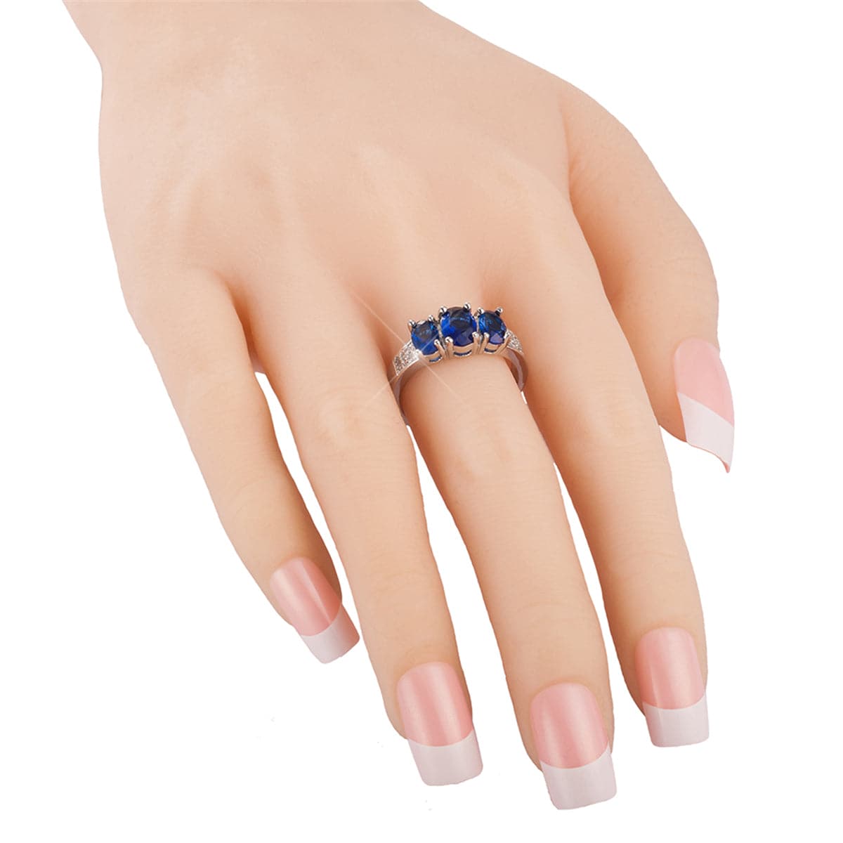 Blue cubic zirconia & Silver-Plated Ring - streetregion