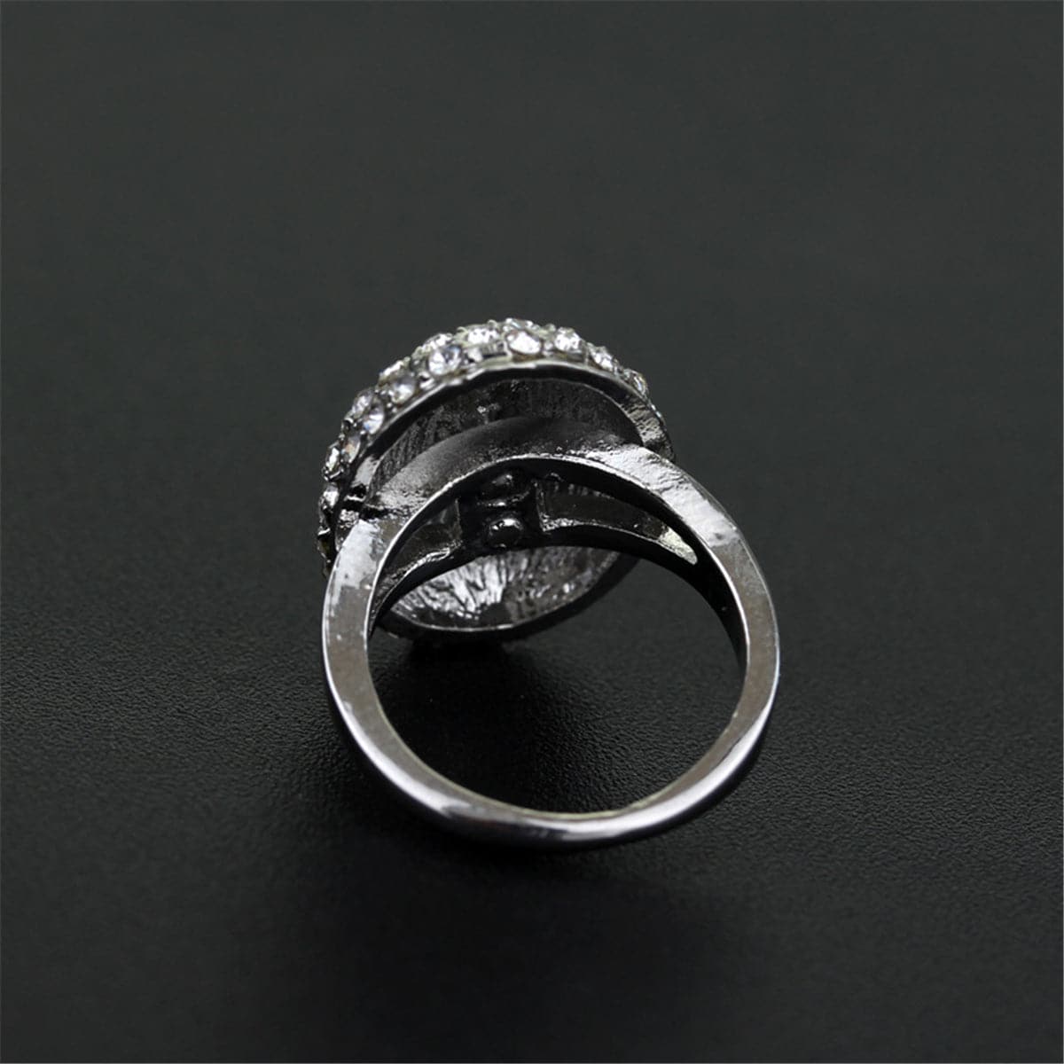 cubic zirconia & Silver-Plated Oval Sunflower Band Ring - streetregion