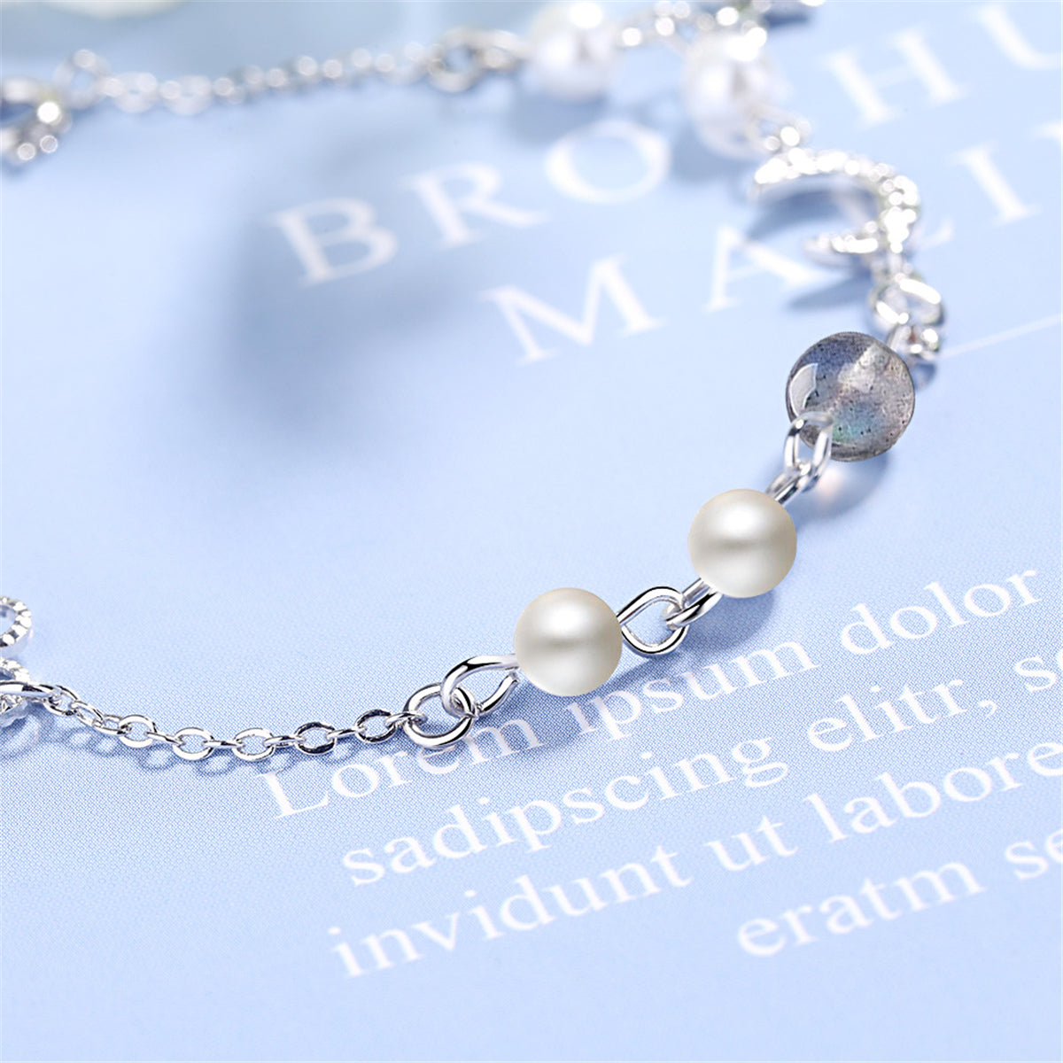 Moonstone & Pearl Silver-Plated Moon Station Bracelet
