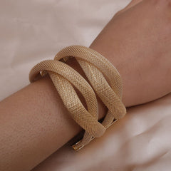 18K Gold-Plated Net Stacked Cuff