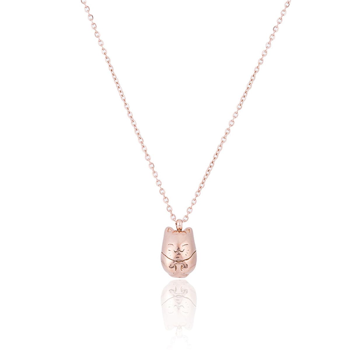 18k Rose Gold-Plated Cute Kitty Pendant Necklace - streetregion