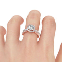 cubic zirconia & Crystal Cushion-Cut Halo Ring & Band - streetregion