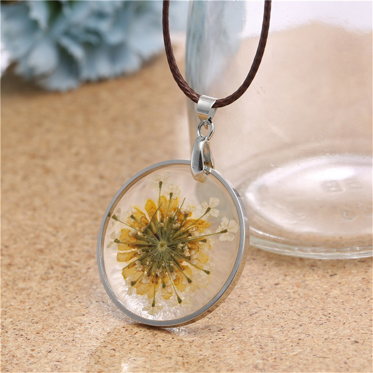 Yellow Mum Pendant Necklace, pendant necklace for women, everyday style, styled look