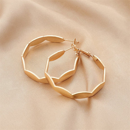 18K Gold-Plated Wave Hoop Earrings, dainty minimalist design, side view