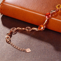 Yellow & Red Crystal & 18K Rose Gold-Plated Oval Station Bracelet