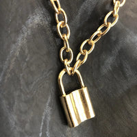 18k Gold-Plated Lock Pendant Necklace