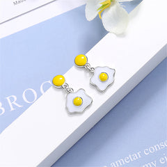 White & Yellow Poached Egg Drop Earrings
