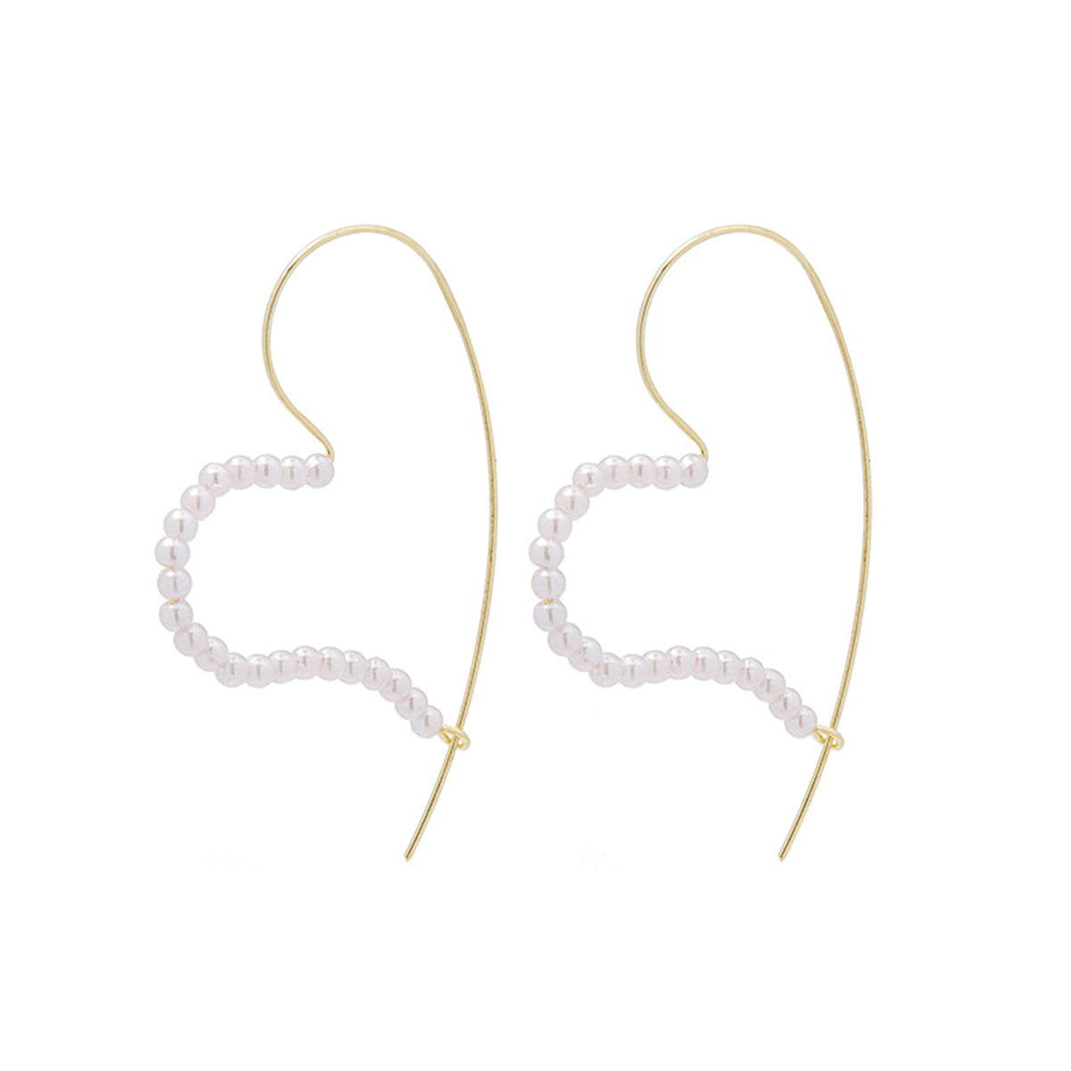 Pearl & 18K Gold-Plated Heart Hoop Earring